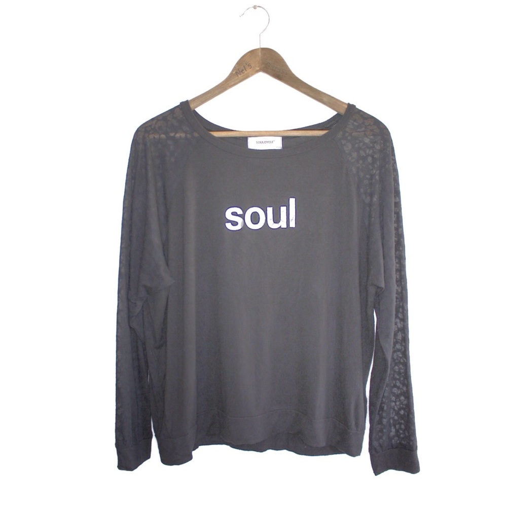 SoulCycle Metallic Preowned Mesh Sleeves Long Sleeve Top Large